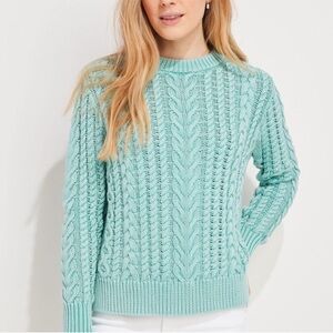 Vineyard Vines Cable Knit Sweater Womens Size Large Green Heavy Thick Winter